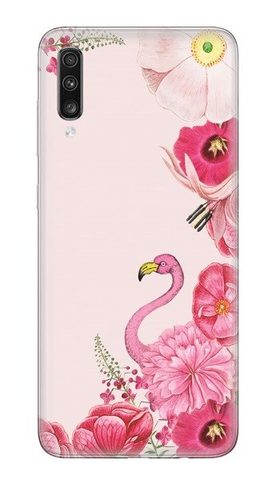 Borító / borító Samsung Galaxy A70 flamingó és virágokhoz