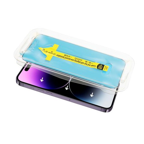 Tvrzené / ochranné sklo Apple iPhone 15 Pro Max černé + aplikátor - 5D Full Glue