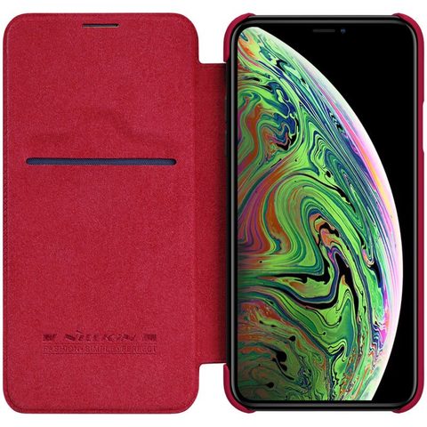 Pouzdro / obal na Apple iPhone 11 Pro Max červené - knížkové Nillkin Qin Case