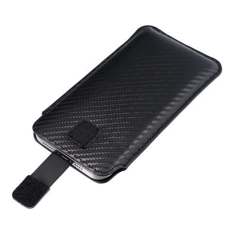 Pouzdro / obal na Samsung Galaxy A41 / S20 / A6 2018 / A20e HUAWEI P20 / Y5 2019 - zasouvací Forcell POCKET Carbon Case