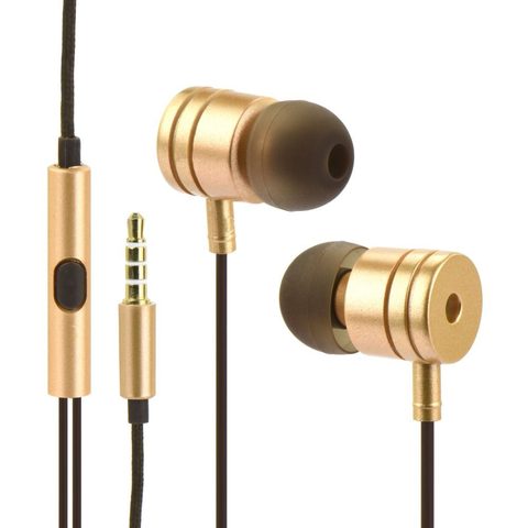 Slúchadlá stereo s mikrofónom jack 3,5 mm kovovo zlaté (BOX)