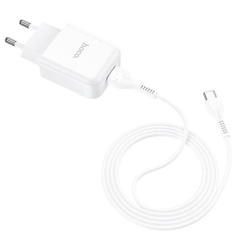 USB töltő + C típusú kábel 2A fehér - HOCO