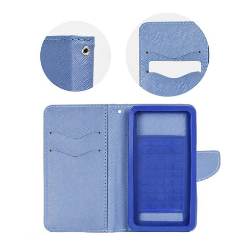 tok / borító univerzális (4,3-4,8") kék - könyv Fancy Book Leather