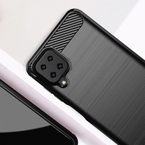 Fedél / borító Samsung Galaxy A12 fekete - Carbon Case