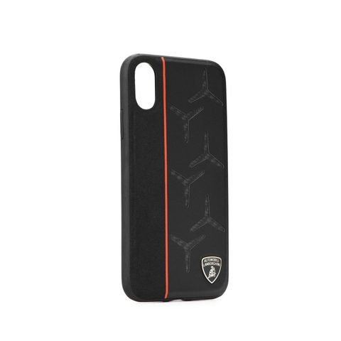 Obal / kryt na Apple iPhone XS Max čierne - Originálne kožené puzdro Lamborghini AVENTADOR