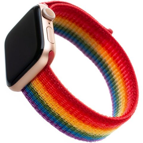 Nylonový řemínek FIXED Strap pro Apple Watch 38mm / 40mm duhový