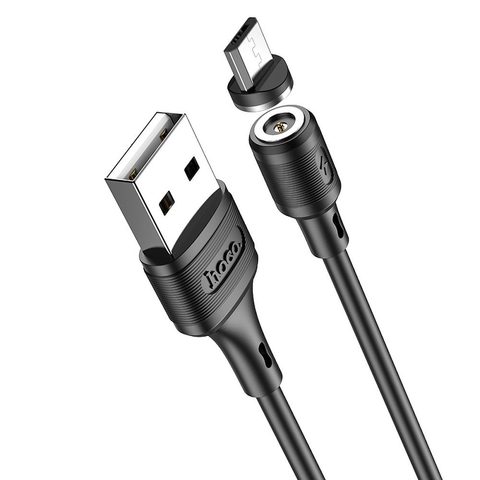Mágneses USB / Micro USB töltőkábel 1 m fekete - HOCO
