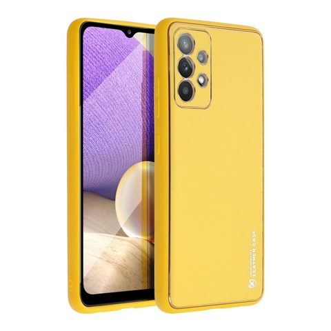 Obal / kryt na Samsung Galaxy A12 žlutý - Forcell LEATHER Case