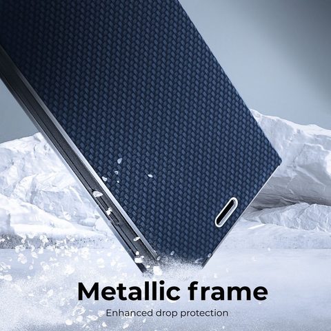 Puzdro / obal pre Samsung Galaxy A22 5G modré - kniha Forcell LUNA Carbon