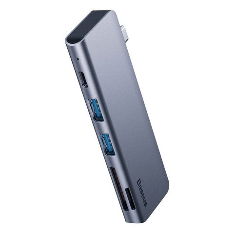 BASEUS HUB Harmonica 5in1 Type-C to 2x USB3.0 / TF / SD / Typ C (Power Delivery) Grey CAHUB-K0G