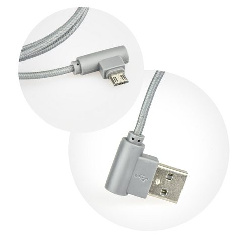 Cable USB microUSB grey at an angle 90 degree