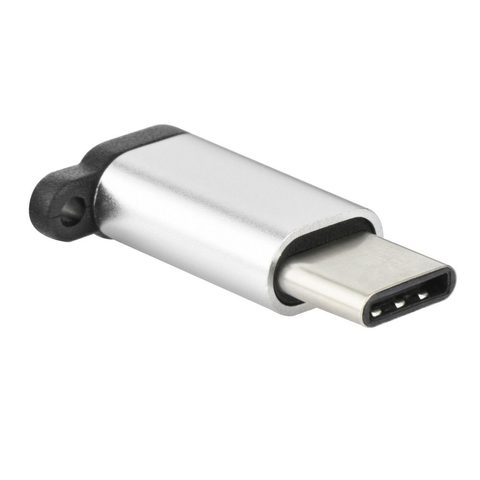 Adapter Micro USB / MicroUSB TYPE C keychain silver