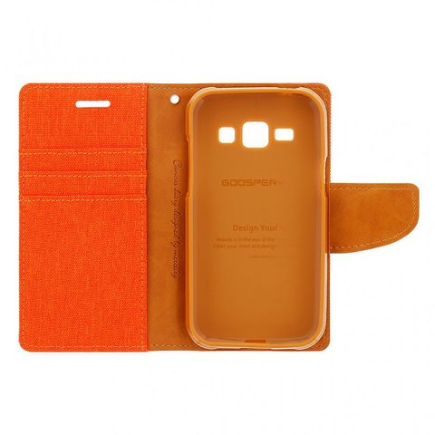Pouzdro / obal na Samsung Galaxy J1 oranžové - knížkové CANVAS