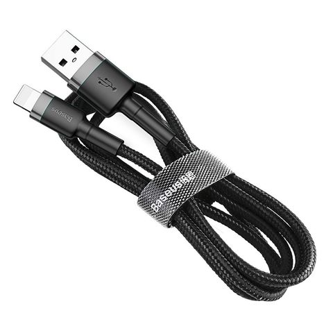 USB/Lightning QC3.0 1.5A 2M čierny nylonový kábel - BASEUS Cafule