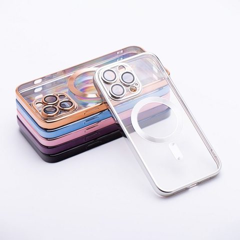 Obal / kryt na Apple iPhone 15 Plus stříbrný - Electro Mag Cover