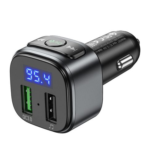 Vysílač FM + auto nabíječka 2xUSB QC3.0 18W Fighter E67 černá - HOCO