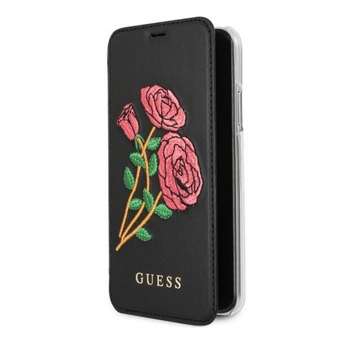 Pouzdro / obal na Apple iPhone X černé - knížkové originální GUESS GUFLBKXEROBK