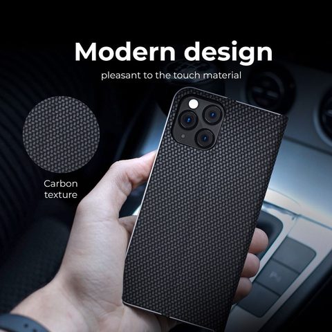 Puzdro / obal pre Samsung Galaxy A53 5G čierny - kniha Forcell Luna Carbon