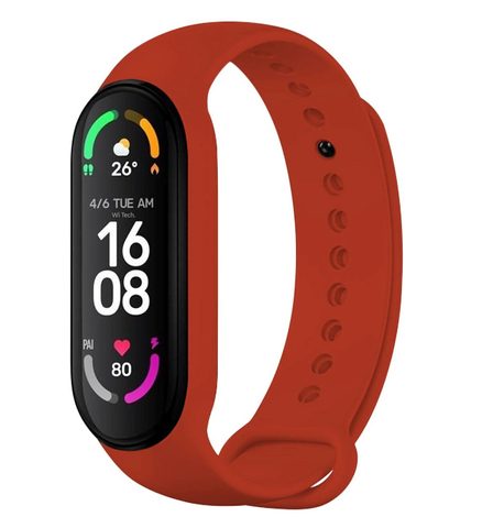 Rögzített szilikon szíj Xiaomi Band 7/ Mi Band 6/ Mi Band 5, piros