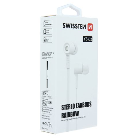 Sluchátka Earbuds rainbow YS-D2 bílé - Swissten