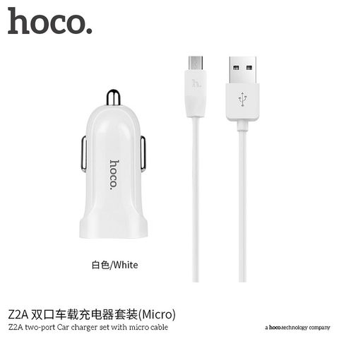 Autótöltő 2X USB 2.4A fehér - HOCO