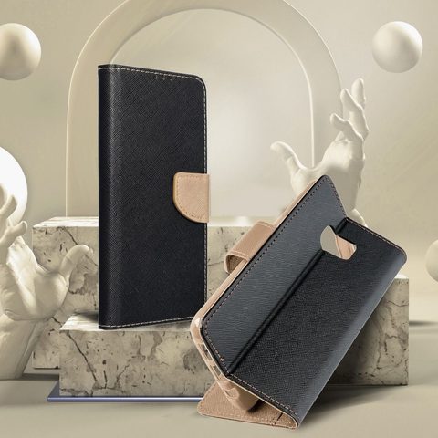 Puzdro / obal na Samsung Galaxy A21s čierny / zlatý - kniha Fancy Book