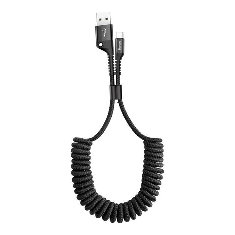 Nabíjecí / datový kabel USB na USB-C 2A 1m, černá - Baseus Fish Eye pružinový