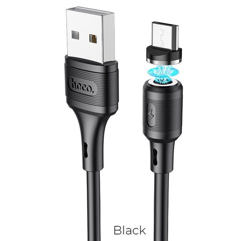 Mágneses USB / Micro USB töltőkábel 1 m fekete - HOCO