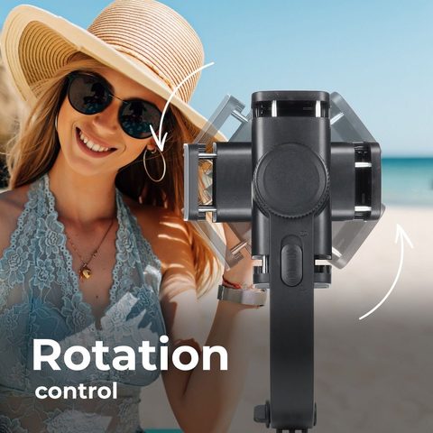 Selfie tyč so statívom, ovládaním Bluetooth a stabilizáciou Gimbal, čierna