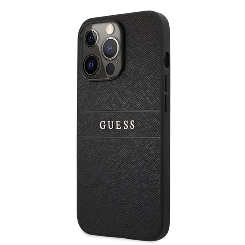 Guess PU bőr szafiano hátlap iPhone 13 Pro fekete színű borítóhoz