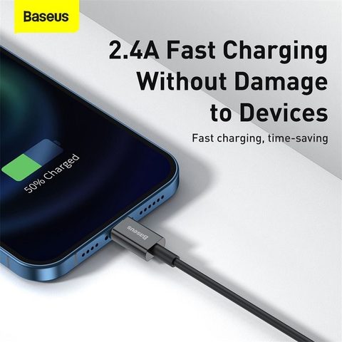 Kabel Apple Lightning 8-pin 2,4A  Fast Charging CALYS-C01 2 metry černý - BASEUS
