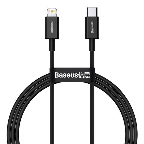 Kabel Type C na Apple, Lightning 8-pin, PD20W, 1m,  černý - Baseus