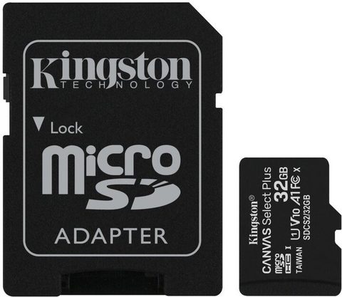 32 GB Kingston Canvas select plus 100 MB/s micro SD memóriakártya adapterrel