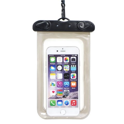Vízálló táska mobiltelefonhoz, műanyag záródással fekete