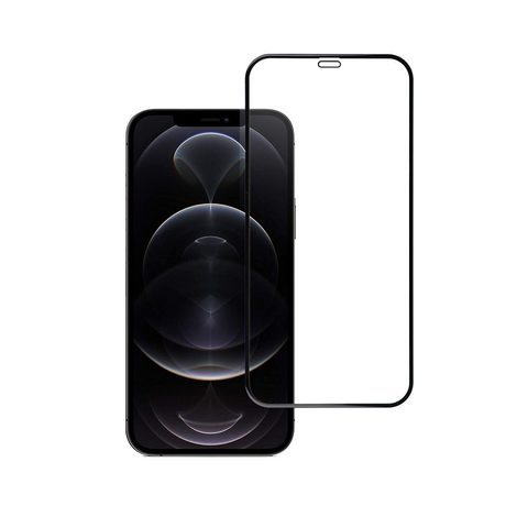 Edzett / védőüveg Apple iPhone 12 Pro Max 6,7" fekete - 5D Full Cover - 5D teljes borítás