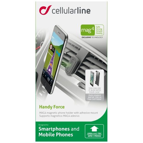 Magnetický lepiaci držiak Cellularline MAG4 HANDY FORCE, čierny