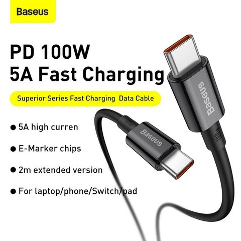 Kabel Typ C na Typ C PD100W 1 metr černý - BASEUS