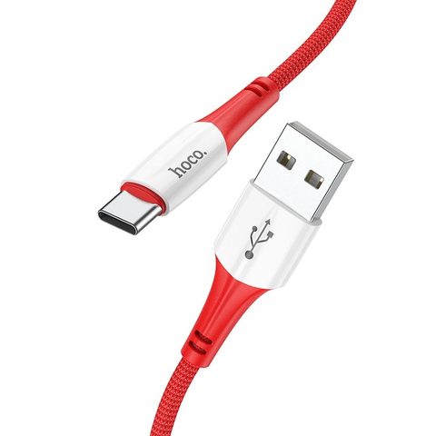 Kabel USB-C 1m, červený - HOCO