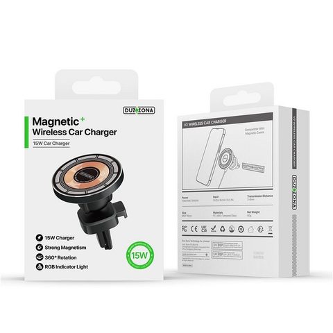 Magnetický držák do větrací mřížky s bezdrátovým nabíjením 15W kompatibilní s MagSafe - DUZZONA V2
