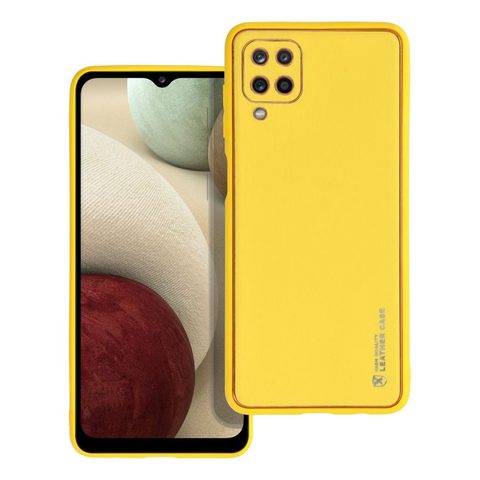 Obal / kryt pre Samsung Galaxy A12 žltý - Forcell LEATHER Case