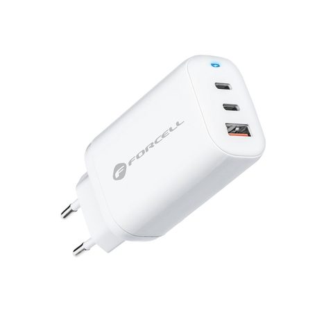 Síťová nabíječka GaN 65W 2x USB typ C i 1x USB A - 3A PD/QC - Forcell