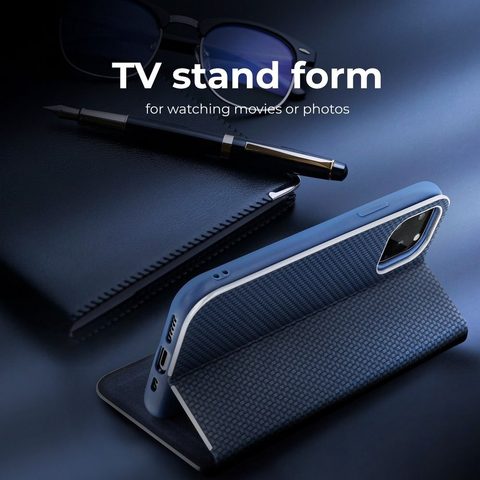 Puzdro / obal pre Samsung Galaxy A22 5G modré - kniha Forcell LUNA Carbon