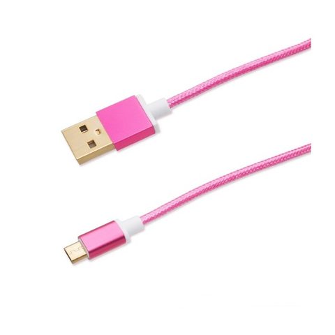 Dátový kábel Micro USB opletený ružovou farbou