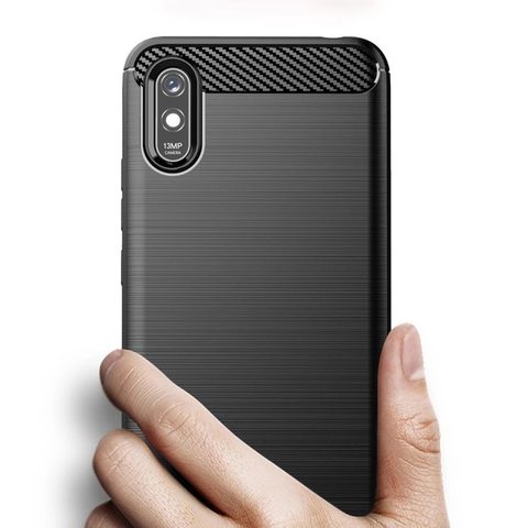 Fedél / borító Xiaomi Redmi 9A fekete - Forcell CARBON