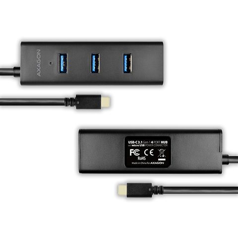 Redukce/ rozbočovač AXAGON HUE-S2C,Type-C 4x USB3.0 CHARGING hub, microUSB nap. konektor