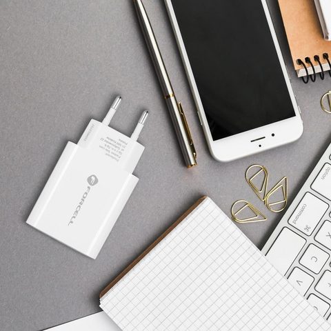 Töltő adapter 3A 25W USB Type C fehér - Forcell QC 4.0