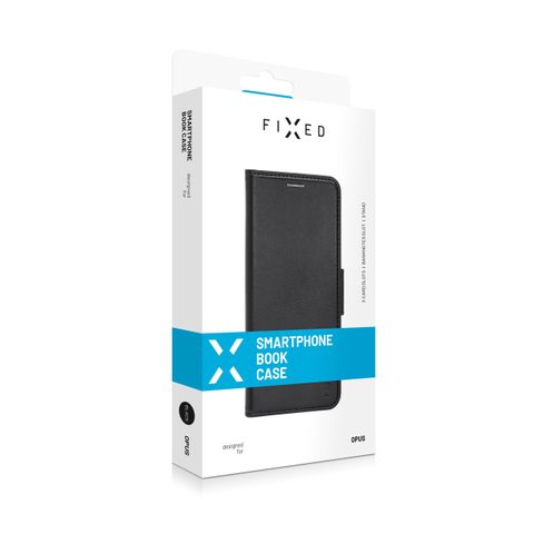 tok / borító iPhone 7 / 8 / SE 2020 fekete - könyv FIXED OPUS