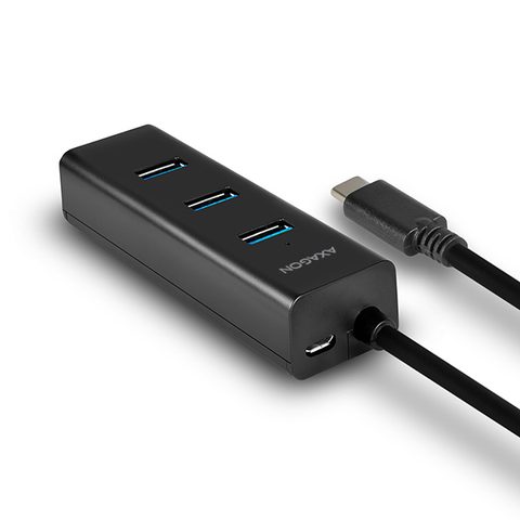 Csökkentő/ Hub AXAGON HUE-S2C, C típusú 4x USB3.0 töltő hub, microUSB tápcsatlakozó