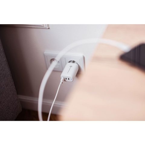 Síťová nabíječka GaN 65W 2x USB typ C i 1x USB A - 3A PD/QC - Forcell