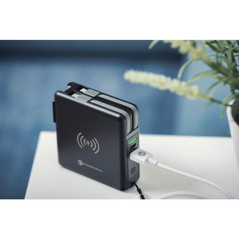 Multifunkčná 20W cestovná nabíjačka 5v1 s káblom micro USB/USB-C/Blesk, 10 000 mAh Power Bank, 15W bezdrôtové nabíjanie